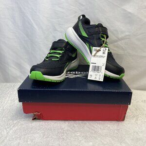 Reebok Road Supreme 3.0A Running Shoes Boy Sz 12 Black Elastic Lace New GW0056